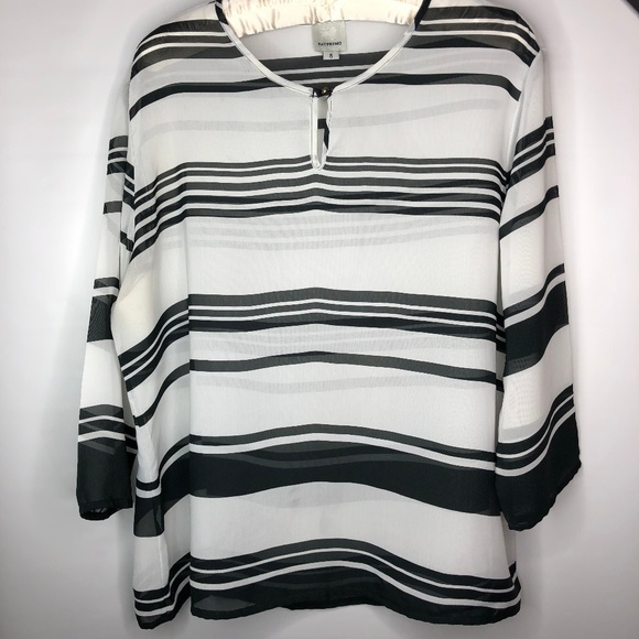 Patprimo Black & White Stripe Tunic Top - Picture 2 of 4